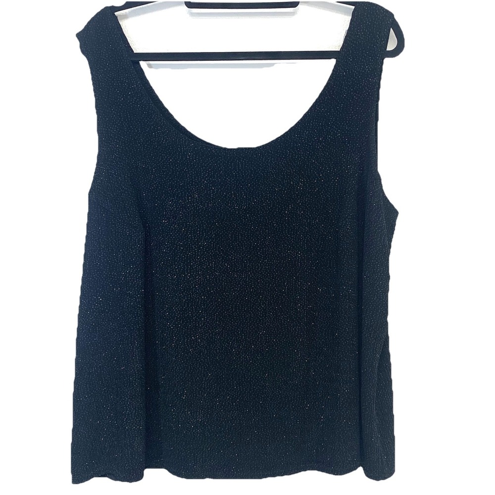 Onyx Nite Sparkle Black Sleeveless Top Woman 3X Stretch Casual Event Made USA